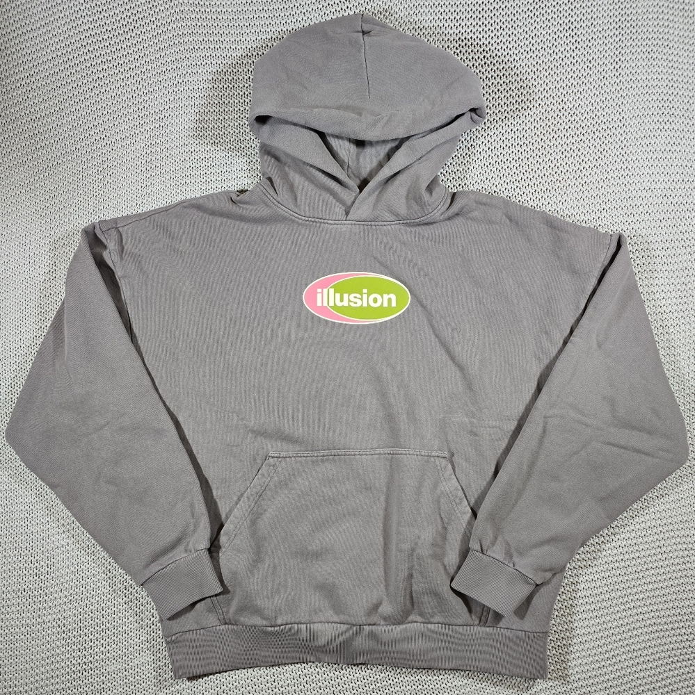Dua Lipa Illusion Pullover Hoodie Adult Sz L Gray Oversized